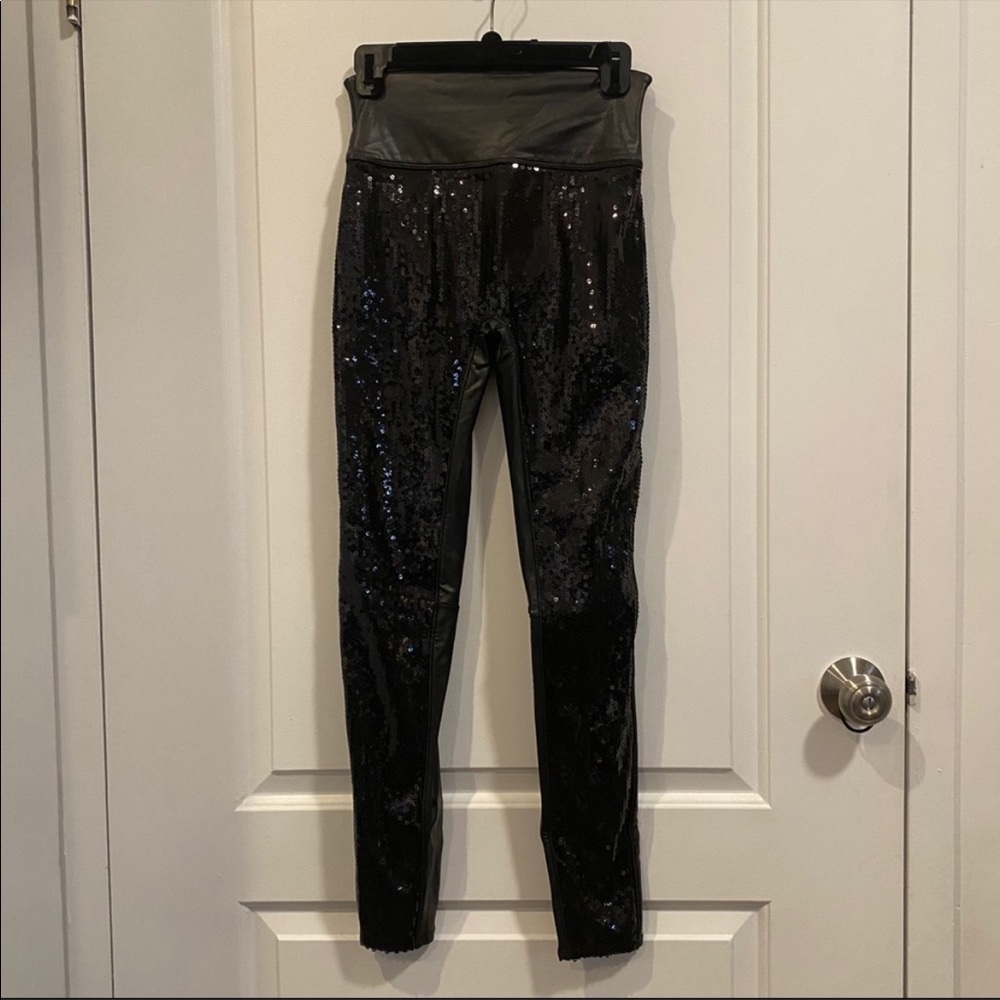 Spanx Faux Leather Sequin Leggings - Picture 3 of 4